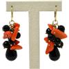 DodiGioielli.it DodiGioielli Orecchini Pendenti Grappolo Corallo Rosso e Onice Nero | Argento 925 Placcato Oro, 6,5 cm, Nickel-Free Anallergico, Pezzo Unico Artigianale, Made in Italy, Chiusura a Monachella