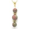 ThurColas Collana da donna in pietre naturali con pendente e dettagli decorativi in ottone dorato