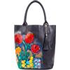 Arte Lisanti Borsa in Pelle Dipinta a Mano - FIORIRE INSIEME omaggio a Romina Petrini - a Spalla da Donna, Shopper, Idea Regalo, Artigianato Italiano, Made In Italy, Vera Pelle, Tote Bag, Elegante Di Alta Qualità