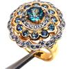 PNG Anello Fatto a Mano London Blue Topaz & Zaffiro Argento 925 Two Tone Misura 7.25