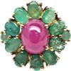 PNG Anello PNG In Oro Placcato 18K 7 x 9 mm Rubino Rosa Smeraldo Mis. 6.75
