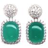 PNG Orecchini In Argento Sterling 925 Agata Verde E Zirconi Cubici 13x17 mm