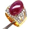 PNG Anello Two Tone In Argento 925 con Rubino Rosso e Zircone, Misura 7.5, 11x16MM