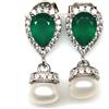 PNG Orecchini In Argento 925 Con Agata Verde Perla E Zirconia Cubica
