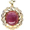 PNG Spilla Gemma in Argento Sterling 925 Ovale 31x37mm Rubino Zircone Bianco