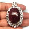 PNG Spilla in Argento Sterling 925 con Rubino Rosso e Topazio Bianco 26x36mm
