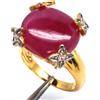PNG Anello in Argento 925 Two Tone Fatta a Mano Ruby Rosso e Zircone, Taglia 7.75