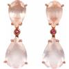 PNG Orecchini Huggie In Argento Sterling 925 Con Quarzo Rosa 13x18 Mm E Tourmalina