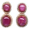 PNG Orecchini Ruby Rosa Zircone Naturale in Argento 925 Two Tone Fatti a Mano