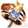 PNG Anello In Argento 925 Con Zaffiro Naturale Giallo Blu A 3 Pietre Mis. 6.75