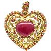 PNG Spilla in Argento 925 17x21mm con Rubino Rosso, Peridoto e Zaffiro