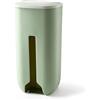 Tomedny Porta del sacchetto di plastica, distributore di sacchetti di plastica a monte a muro di grande capacità di archiviazione della drogheria Dispenser di stoccaggio della spazzatura (verde)