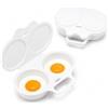 Jeeeun Dual Cavity Microwave Egg Poacher with Lid and Handle (2pcs White)