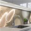 KitchenYeah© Paraschizzi Cucina Adesivo Pannello Parete per Paraspruzzi | 60x300 cm - Adesivi Muro Erba a coda di castoro - Bianco - Luce solare