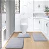 Qurxuanwe 3Pcs Tappeto Bagno Assorbente in Memory Foam, Tappetino da Bagno Antiscivolo in Microfibra, Tappetini ad Asciugatura Rapida Lavabile in Lavatrice, Tappeti Morbido e Confortevole per Doccia, WC e Vasca