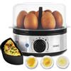 Duronic EB50 BK Cuociuova Elettrico 1-7 Uova 400W Cuoci uova Nero | Bollitore con Timer 0-30 Min, 3 Livelli Cottura Sodo Alla Coque, Spegnimento Automatico con Allarme Cottura Vapore Omelette