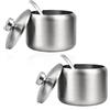 TIANLIN 2 Pezzi Contenitore per Zucchero Manico a Rotondo, 250 ml Zuccheriera Moderna in Acciaio Inossidabile 304, Porta Zucchero con Cucchiaio, Porta Sale Argento, per Cucina, Sala da Pranzo, Bar