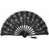 YIGOOWN Ventaglio pieghevole vintage in pizzo e bambù, lunghezza 23 cm | Elegante combinazione di bambù e pizzo, ultraleggero e salvaspazio, perfetto per feste, foto e decorazione