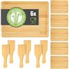 DuneDesign Set di Piatti da Raclette per 6 Persone - 30x22 Pannello da Raclette in Legno con Spatola - Base per Padelle da Raclette - Tavola in Bambù Spessa 1,2 cm - Accessori per Raclette