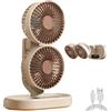 Credelin Ventilatore oscillante da scrivania a doppia testa, silenzioso ventilatore da tavolo ricaricabile tramite USB, con timer di 6 velocità e 9 ore, rotazione a 360°, montaggio a parete per tavolo