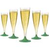WOOPARTY Set 24 Flute Verde in Plastica - 200 ml | Calici da Spumante Riutilizzabili - Eleganti e Resistenti | Ideali per Festa, Matrimonio, Brindisi, Aperitivo, Eventi - 6,5x17,5 cm