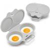 Jeeeun Dual Cavity Microwave Egg Poacher with Lid and Handle (2pcs Light gray)