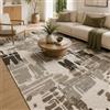 Zahiali Tappeto Salotto Moderno Astratto Beige e Marrone, Lavabile in Lavatrice e Antiscivolo TPR, Pelo Corto Morbido per Soggiorno e Camera da Letto (200 x 300 cm)