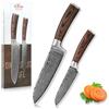Wakoli EDIB Santoku Knife Duo, VG10 Damasco Acciaio, Set di 2 coltelli da | Santoku e piccoli coltelli Santoku con lame Damasco a 67 strati, set di coltelli Santoku con manici in legno pakkawood in