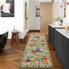 BYBSRLL Tappeto runner da cucina, 60 x 240 cm, antiscivolo e lavabile in lavatrice, non perde pelo, vintage, motivo floreale, per soggiorno, ingresso, corridoio, lavanderia, comodini, ufficio, verde