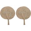 WOONEKY Ventaglio in paglia intrecciata a mano in paglia di grano naturale, grande ventilatore estivo da donna, ventilatore portatile e decorativo, per tutti i giorni, danza e soggiorno