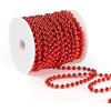 Anstore Nastro di perle per albero di Natale, ghirlanda di perle, per Natale, Avvento, matrimonio, decorazione da tavolo, rosso, 15 m