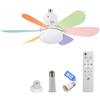 Generic Ventilatore a soffitto con luce a presa, 40W 200-2000 lumen, regolabile in tre colori, piccolo ventilatore con luce e lampadina, ideale per camera da letto, soggiorno,cucina,lavanderia e uso domestico