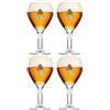 Leffe Set di 4 Bicchieri Leffe - Calice Ufficiale 'Large Stem' 33cl - Perfetto per Blonde, Brown, Ruby, Double, Triple + 4 Sottobicchieri