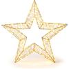 XMAS Stella Luminosa Natalizia 70 cm con 1500 LED Luce Calda, Struttura Oro, Idonea Anche per Esterni