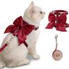 ZOSIGN Pettorina per Gatto con Guinzaglio, Fiocco Rosso Pettorina Gatto Antifuga con Guinzaglio, Imbracatura per Gatti Anti-Fuga, Adatto per Passeggiate All'aperto, Per Gatti da 3,5-6 Kg (Rosso M)
