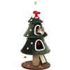 PawHut Albero Tiragraffi Natalizio per Gatti 2 Cucce 60x60x132 cm Verde | Torre per Gatti con Scala in Sisal, Pali in Juta, Cinghia Antiribaltamento, Palline