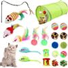 Yuqilin 21 Pezzi Gioco per Gatti Colorati Giochi per Gatti in Casa Set con Tunnel | Bastoni Piume Pompon Giochi Gatto Diversi Modi Giocare Cat Toys per Interazione con Animali Domestici