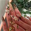 Viugex 24 Pièces Press on Nails French, Longue Stiletto Maillard Faux Ongles, 3D Stampa Léopard Fleurs Artificiels Ongles à Coller, Couverture Complète Acryliques Ongles à Presser pour Femmes