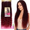 Ser Mulher Extension Treccine per Crochet Braids, 100% Kanekalon, Realizzate a Mano, 300 g - Treccine già fatte Leggere e Inodori, Applicazione con Uncinetto Incluso, 65 cm BOHO BOX BRAIDS (Black/Red Degradee)