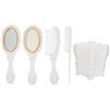 Happyyami Set Spazzole per Chioma Vintage 5 Pezzi in Plastica Bianco | Pettine Districante e Supporto, per Toeletta Bagno o Ufficio, Adatto a Donne e Ragazzo Ragazza