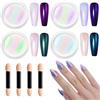 BISHENGYF Polvere Unghie Effetto Perla: BISHENGYF Polvere Cromata Aurora High Gloss unghie, Polveri Pigmento per Unghie Glazed Donut Clear Ice White Effetto Specchio, Glitter per Unghie, 4Pcs DIY Decor Nail Art