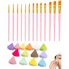 DLPRK 14 Spugne Triangolari per Make-up a Ventaglio + 10 Pennelli per Facepainting Set Colori a Olio Senza Lattice per Fondotinta e Cipria