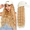 Ausing Parrucche bianche con cappellino da donna Parrucca lunga ondulata e riccia Parrucche bionde con cappellino da baseball Ragazza quotidiana