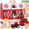 iLuckinSpri Set da gioco in legno con animali della fattoria e adesivi | Montessori STEM - Set di gioco di ruolo mobile con personaggi di animali, giocattolo educativo per bambini