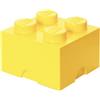 Room Copenhagen LEGO Storage Brick 4 Knobs giallo freddo - Scatola Portaoggetti Impilabile 5,6 l - Contenitore in Plastica con Coperchio, Organizer per Scrivania e Giocattoli