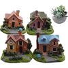 Lcarege Casa in miniatura 4 pezzi diversi colori e stile 2, 4x2x2 pollici Casetta realistica fai da te in resina resistente alle intemperie Cose miniatura per bonsai, micro paesaggi, giardino fatato