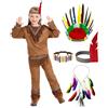 Velmawig Costume da indiano per bambini e bambine, con accessori per carnevale, costume da indiano, per la casa, per cosplay con copricapo, collana girocollo per Halloween, feste di Halloween VL011XS