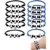 TBCDS 12 Braccialetti da Calcio Intrecciati Regolabili - 6 Neri, 6 Blu | Accessorio per Ragazzi, Adolescenti e Squadre Sportive