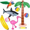 JONRRYIN Set di giocattoli gonfiabili con palme, 9 pezzi, palme gonfiabili, fenicottero, albero da spiaggia, pappagalli, delfini, banane, palline da spiaggia per estate, piscina, Hawaii, decorazione