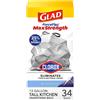 Glad ForceFlex MaxStrength con Clorox Sacchetti per la spazzatura alti da cucina con coulisse, 34 sacchetti per la spazzatura grigi, profumo di aria di montagna, 34 pezzi